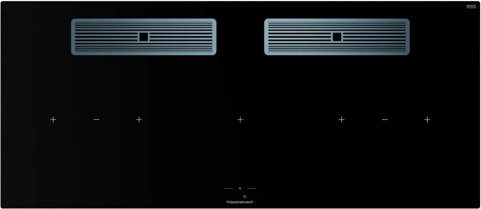 Индукционная варочная поверхность с вытяжкой Kuppersbusch с чёрными ручками KMI 12850.0 SR-S Stainless steel